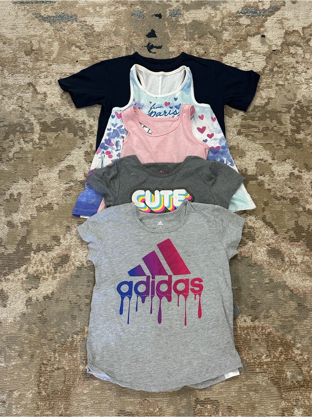 Justice. Paris tank, Adidas and other top Mix.